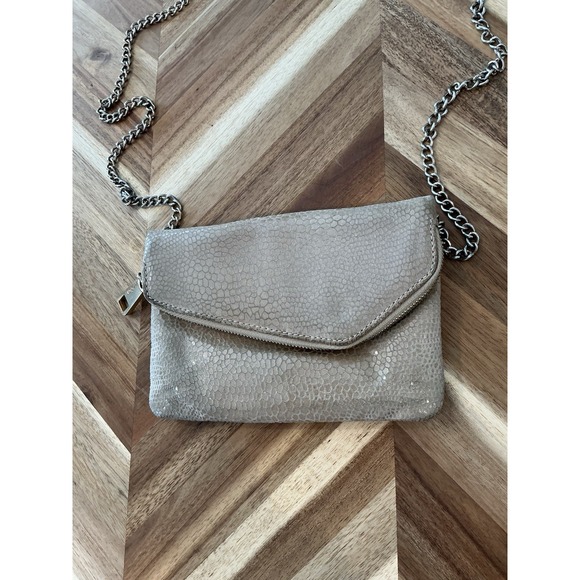 Hobo International Handbags - Hobo The Original Square‎ Crossbody Bag Leather Suede Metallic Chain Strap Mini
